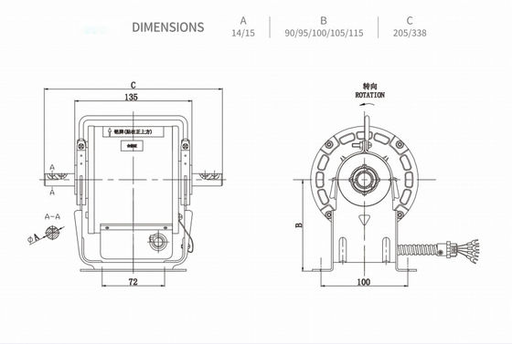 fase monofásica central de motor de fã 30w da C.A. de 110v 230v 120w 350w para a cortina de ar padrão da indústria